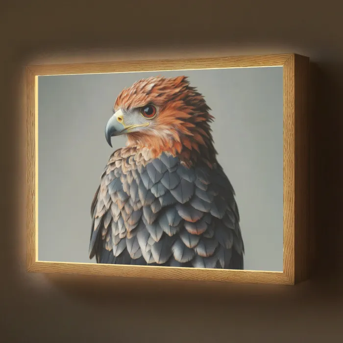 Vogel - Realistisch - Veren - Bruin Light Box met batterij (Wandlamp) middel -z3d_website