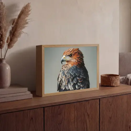 Vogel - Realistisch - Veren - Bruin Light Box met batterij (Wandlamp) middel -sfeer2