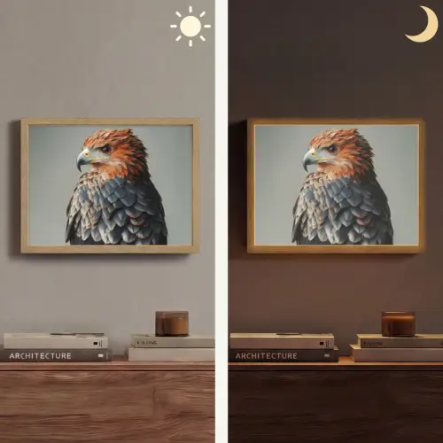Vogel - Realistisch - Veren - Bruin Light Box met batterij (Wandlamp) middel -sfeer3