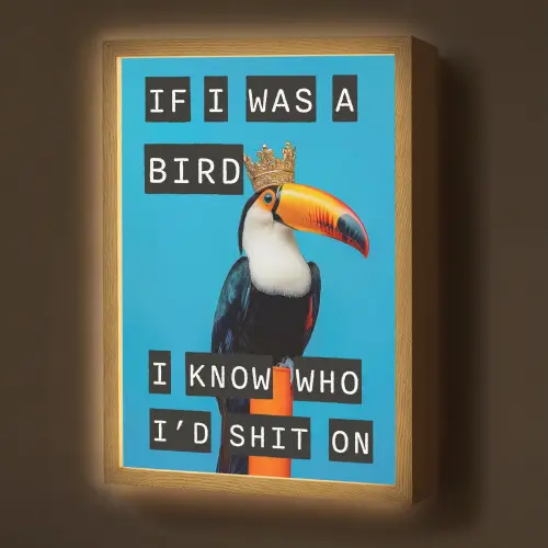 Vogel - Toekan - Blauw - Quotes Light Box met batterij (Wandlamp) middel -z3d_website