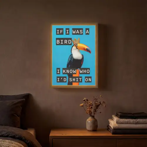 Vogel - Toekan - Blauw - Quotes Light Box met batterij (Wandlamp) middel -sfeer4