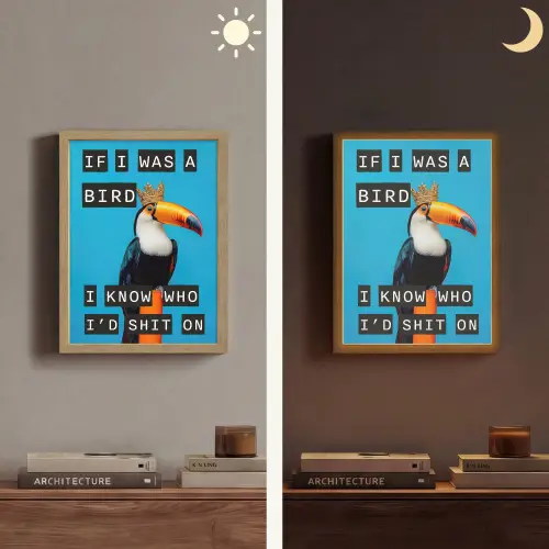 Vogel - Toekan - Blauw - Quotes Light Box met batterij (Wandlamp) middel -sfeer3
