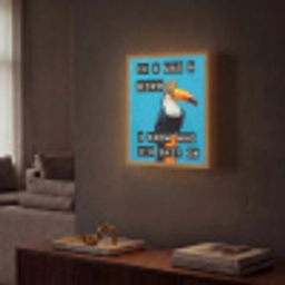 Vogel - Toekan - Blauw - Quotes Light Box met batterij (Wandlamp) middel -sfeer1