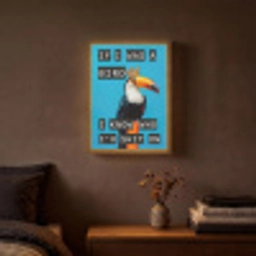 Vogel - Toekan - Blauw - Quotes Light Box met batterij (Wandlamp) middel -sfeer4