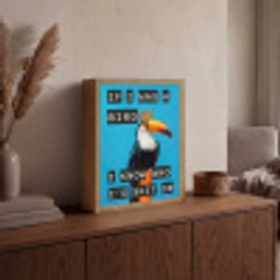 Vogel - Toekan - Blauw - Quotes Light Box met batterij (Wandlamp) middel -sfeer2