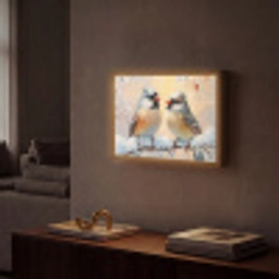 Vogels - Tak - Winter - Sneeuw Light Box met batterij (Wandlamp) middel -sfeer1
