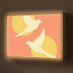Vogels - Cirkels - Geel Light Box met batterij (Wandlamp) middel -z3d_website