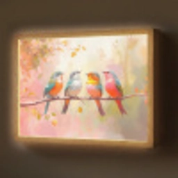 Vogels - Kleurrijk - Tak Light Box met batterij (Wandlamp) middel -z3d_website