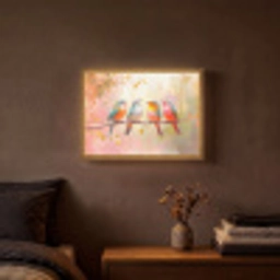 Vogels - Kleurrijk - Tak Light Box met batterij (Wandlamp) middel -sfeer4