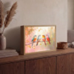 Vogels - Kleurrijk - Tak Light Box met batterij (Wandlamp) middel -sfeer2