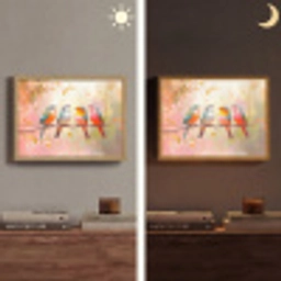 Vogels - Kleurrijk - Tak Light Box met batterij (Wandlamp) middel -sfeer3