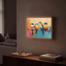 Vogels - Kleurrijk - Tak - Abstract Light Box met batterij (Wandlamp) middel -sfeer1