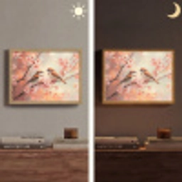 Vogels - Romantic - Bloesemtak Light Box met batterij (Wandlamp) middel -sfeer3