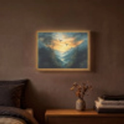 Vogels - Zon - Bomen - Groen Light Box met batterij (Wandlamp) middel -sfeer4