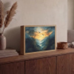 Vogels - Zon - Bomen - Groen Light Box met batterij (Wandlamp) middel -sfeer2