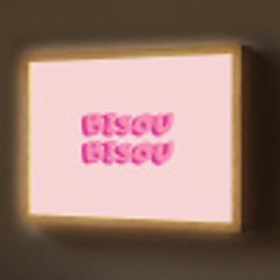 Bisou - Roze - Dikke letters Light Box met batterij (Wandlamp) middel -z3d_website