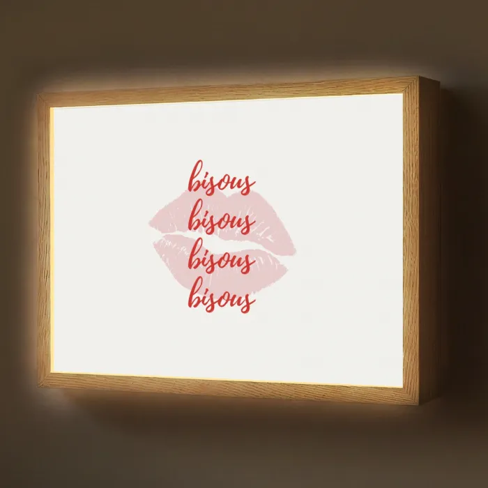 Bisous - Lip - Wit - Rood Light Box met batterij (Wandlamp) middel -z3d_website