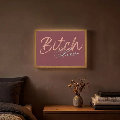Bitch please - Rood - Blauw Light Box met batterij (Wandlamp) middel -sfeer4