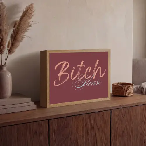Bitch please - Rood - Blauw Light Box met batterij (Wandlamp) middel -sfeer2
