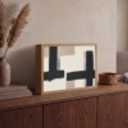 Zwart - Abstract - Japandi Light Box met batterij (Wandlamp) middel -sfeer2