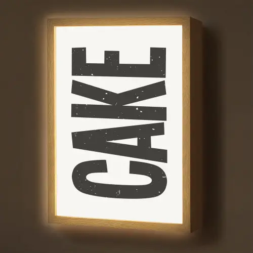 Zwart - Cake - Eten - Decoratie Light Box met batterij (Wandlamp) middel -z3d_website