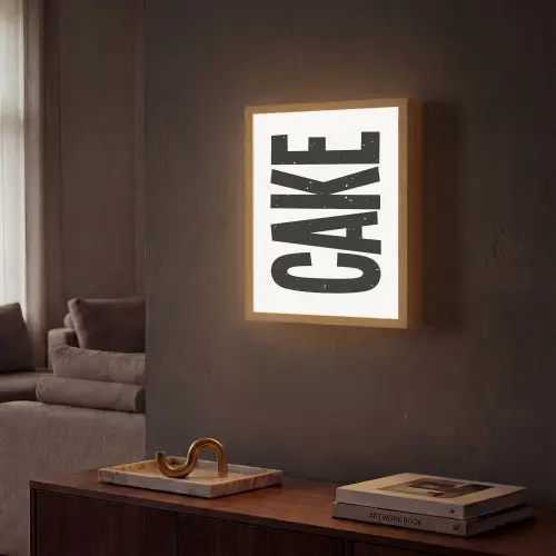 Zwart - Cake - Eten - Decoratie Light Box met batterij (Wandlamp) middel -sfeer1