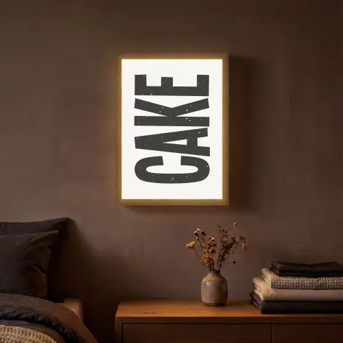 Zwart - Cake - Eten - Decoratie Light Box met batterij (Wandlamp) middel -sfeer4