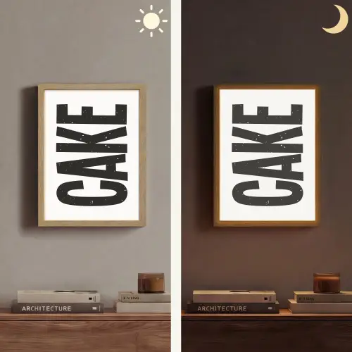 Zwart - Cake - Eten - Decoratie Light Box met batterij (Wandlamp) middel -sfeer3