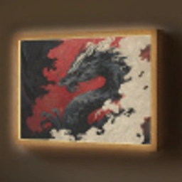 Zwarte draak - Rookwolken - Rood Light Box met batterij (Wandlamp) middel -z3d_website