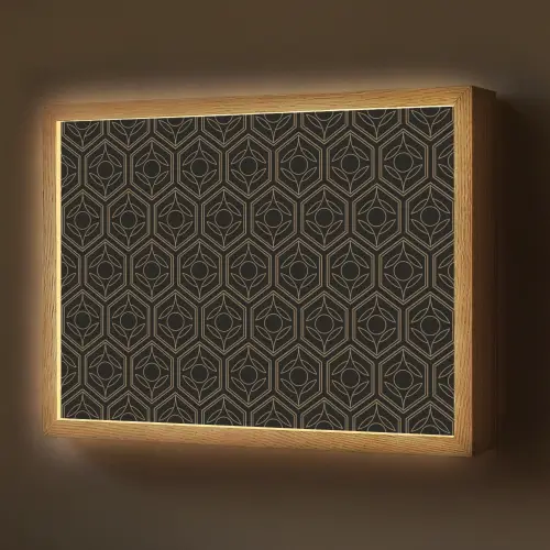 Zwart - Goud - Bloemenkern Light Box met batterij (Wandlamp) middel 907 -z3d_website
