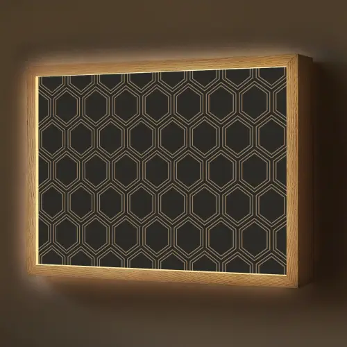 Zwart - Goud - Zeshoek Light Box met batterij (Wandlamp) middel 907 -z3d_website