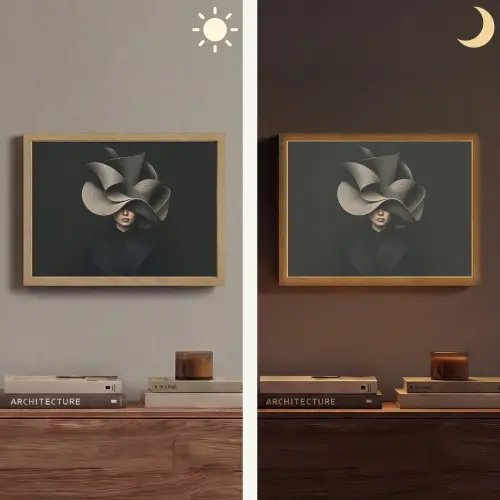 Zwarte - Hoed - Vrouw Light Box met batterij (Wandlamp) middel -sfeer3