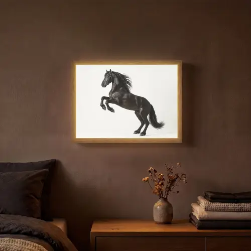 Zwart - Paard - Portret Light Box met batterij (Wandlamp) middel -sfeer4