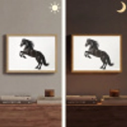 Zwart - Paard - Portret Light Box met batterij (Wandlamp) middel -sfeer3