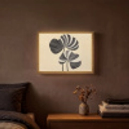 Zwart - Bladeren - Strepen - Minimalistisch Light Box met batterij (Wandlamp) middel -sfeer4