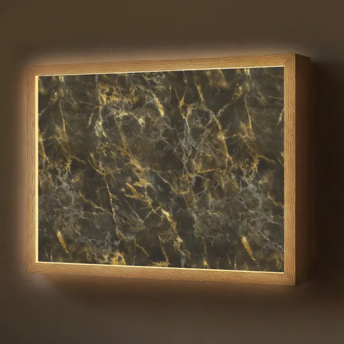 Zwart - Marmer - Goud Light Box met batterij (Wandlamp) middel 907 -z3d_website