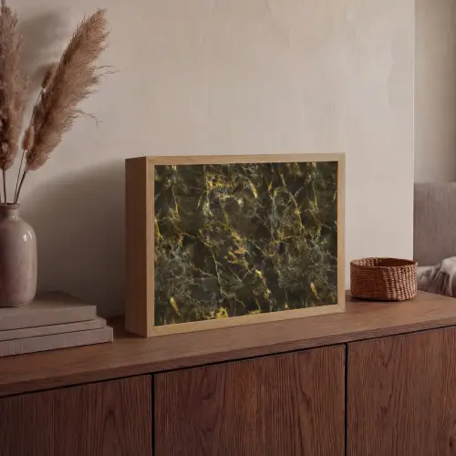 Zwart - Marmer - Goud Light Box met batterij (Wandlamp) middel 907 -sfeer2