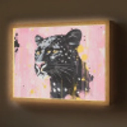 Zwart - Panter - Roze - Abstract Light Box met batterij (Wandlamp) middel -z3d_website