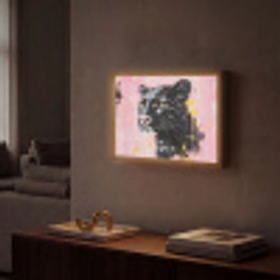 Zwart - Panter - Roze - Abstract Light Box met batterij (Wandlamp) middel -sfeer1