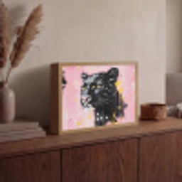 Zwart - Panter - Roze - Abstract Light Box met batterij (Wandlamp) middel -sfeer2