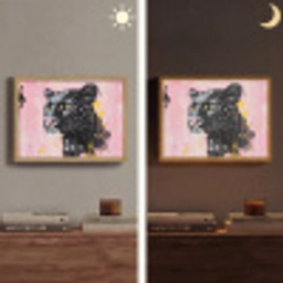 Zwart - Panter - Roze - Abstract Light Box met batterij (Wandlamp) middel -sfeer3