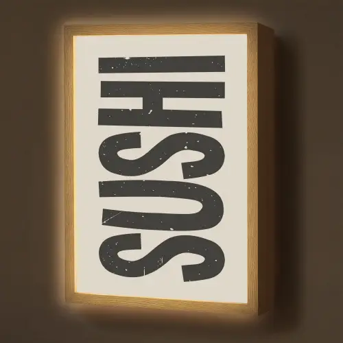 Zwart - Sushi - Japandi - Vintage Light Box met batterij (Wandlamp) middel -z3d_website