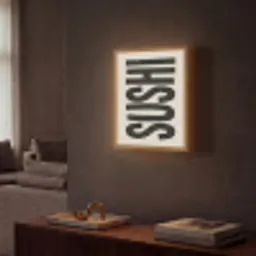 Zwart - Sushi - Japandi - Vintage Light Box met batterij (Wandlamp) middel -sfeer1