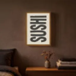 Zwart - Sushi - Japandi - Vintage Light Box met batterij (Wandlamp) middel -sfeer4