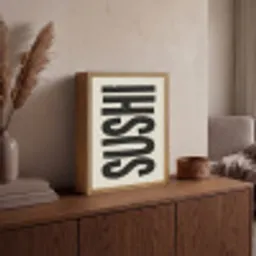 Zwart - Sushi - Japandi - Vintage Light Box met batterij (Wandlamp) middel -sfeer2
