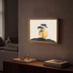 Zwarte boom - Gouden cirkel - Heuvel Light Box met batterij (Wandlamp) middel -sfeer1