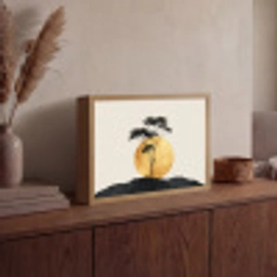 Zwarte boom - Gouden cirkel - Heuvel Light Box met batterij (Wandlamp) middel -sfeer2