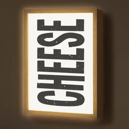 Zwart - Vintage - Cheese - Japandi Light Box met batterij (Wandlamp) middel -z3d_website