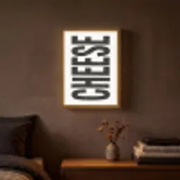 Zwart - Vintage - Cheese - Japandi Light Box met batterij (Wandlamp) middel -sfeer4