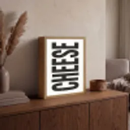 Zwart - Vintage - Cheese - Japandi Light Box met batterij (Wandlamp) middel -sfeer2